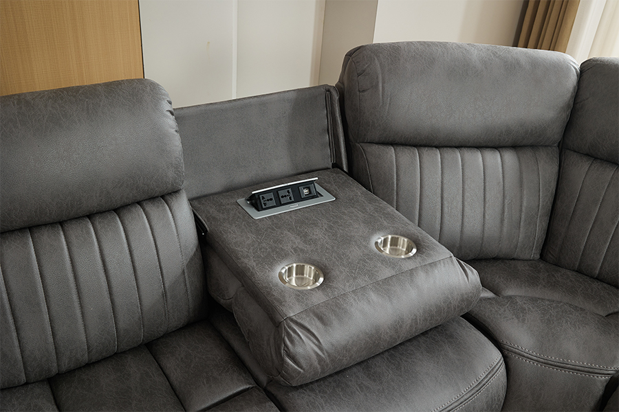 RC-7756 Woonkamer Power Langende sectionele bank met onzichtbare oplader Socket