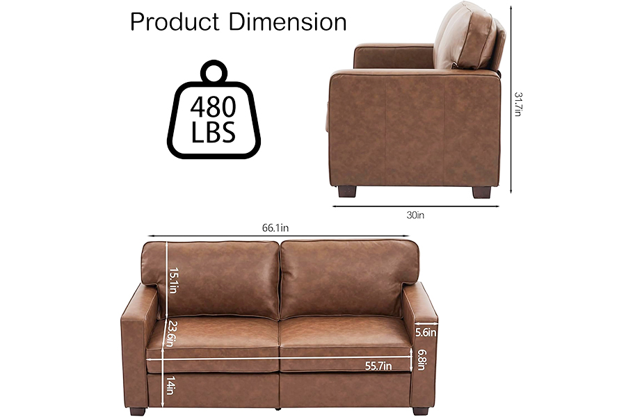 PU-kunstleren bank, stoel (SF021-BR-S)/loveseat (SF021-BR-M)/bank (SF021-BR-L)