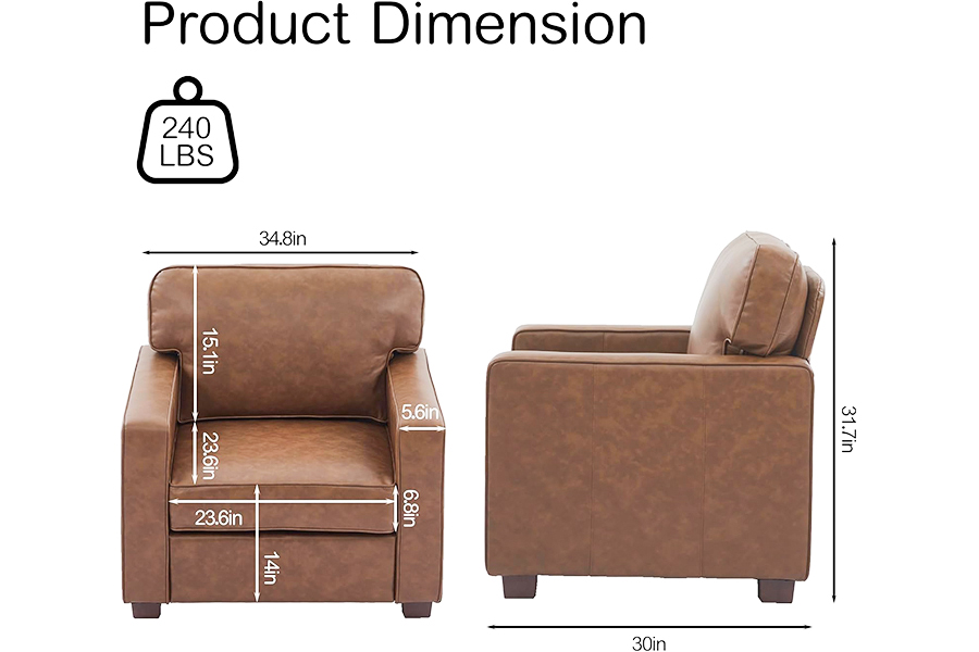 PU-kunstleren bank, stoel (SF021-BR-S)/loveseat (SF021-BR-M)/bank (SF021-BR-L)